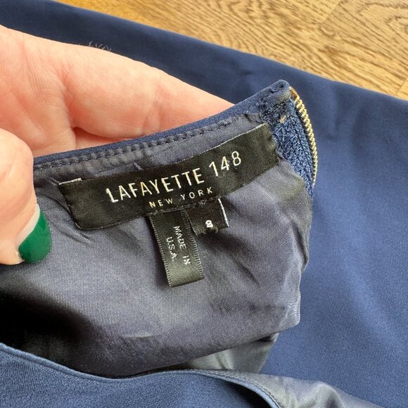 Lafayette 148 Navy Blue Shift Dress Size 8 - Picture 5 of 10